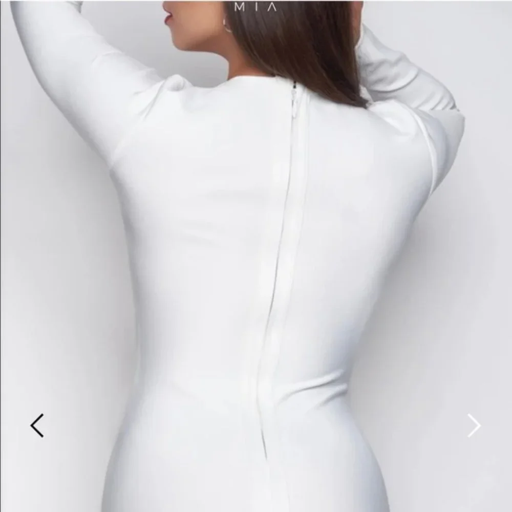 Bodycon Asymmetrical Feather Cocktail Dress - Picture 5 of 8